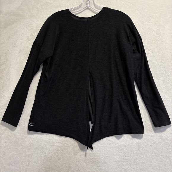 Beyond Yoga Women’s Size Small Draw the Line Tie Back Top Black Long Sleeve Tee - Picture 6 of 15